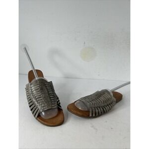 Roan Bed Stu Chastity US 8.5  EU 39 Leather Slide Flat Sandals Alkaline Gray